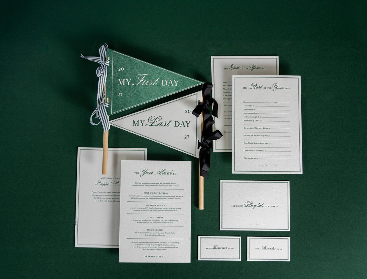 Year Ahead 2027 Set flat lay with first and last day flags and cards